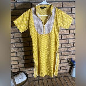 Yellow ajrak kurthi‎